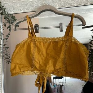 Urban Outfitters mustard yellow tie back crop top